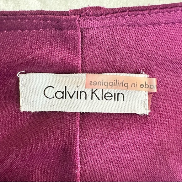 Calvin Klein Plus Size Burgundy/ Purple Faux Wrap Sequin Shoulder Dress - Picture 13 of 14